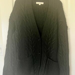 LOFT Black Textured Knit Sweater